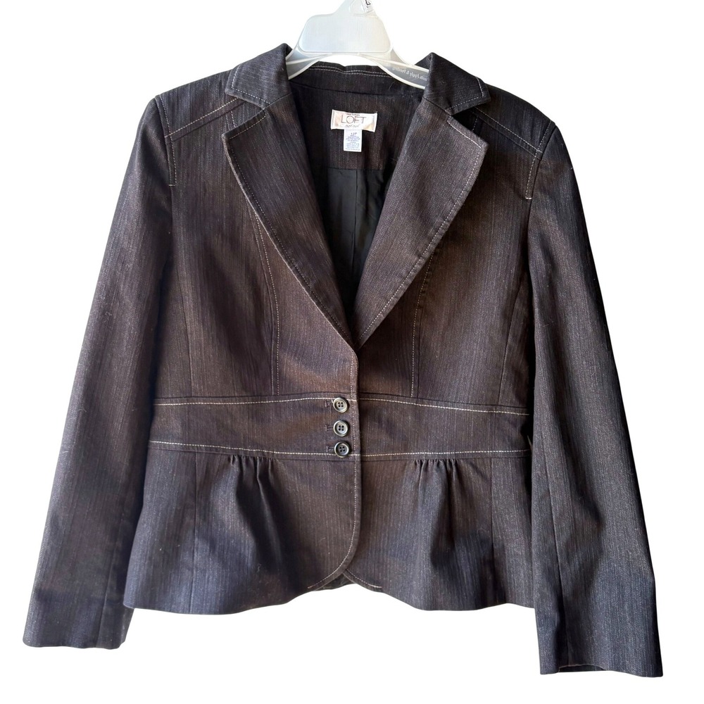 Y2K LOFT Blazer Womens 12P Black Goth Peplum Academia Office Siren Corpcore